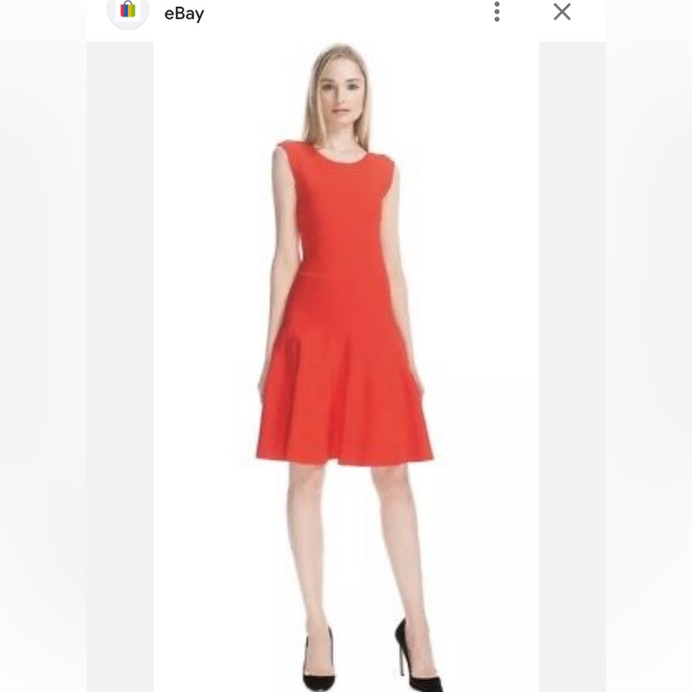 A.L.C CORAL COLOR FIT & FLARE STRETCH knit DRESS